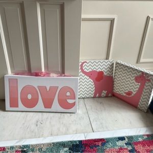 Nursery decor- grey, pink & white with some sparkle